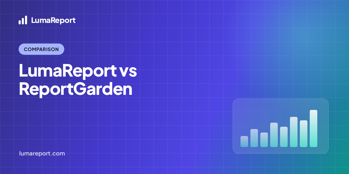 LumaReport comparison hero: LumaReport vs ReportGarden