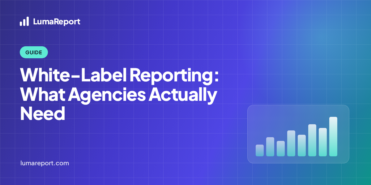 LumaReport hero: White Label Reporting Tool for agencies